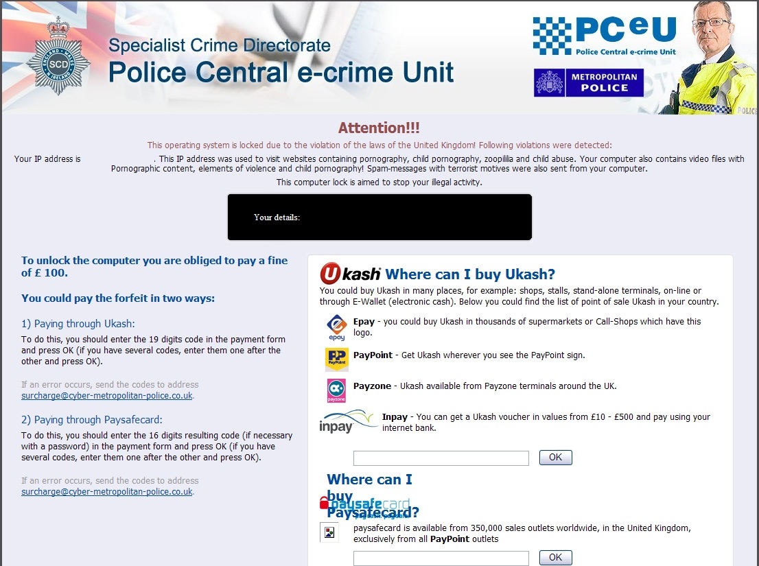 Police Central e-crime Unit virusas